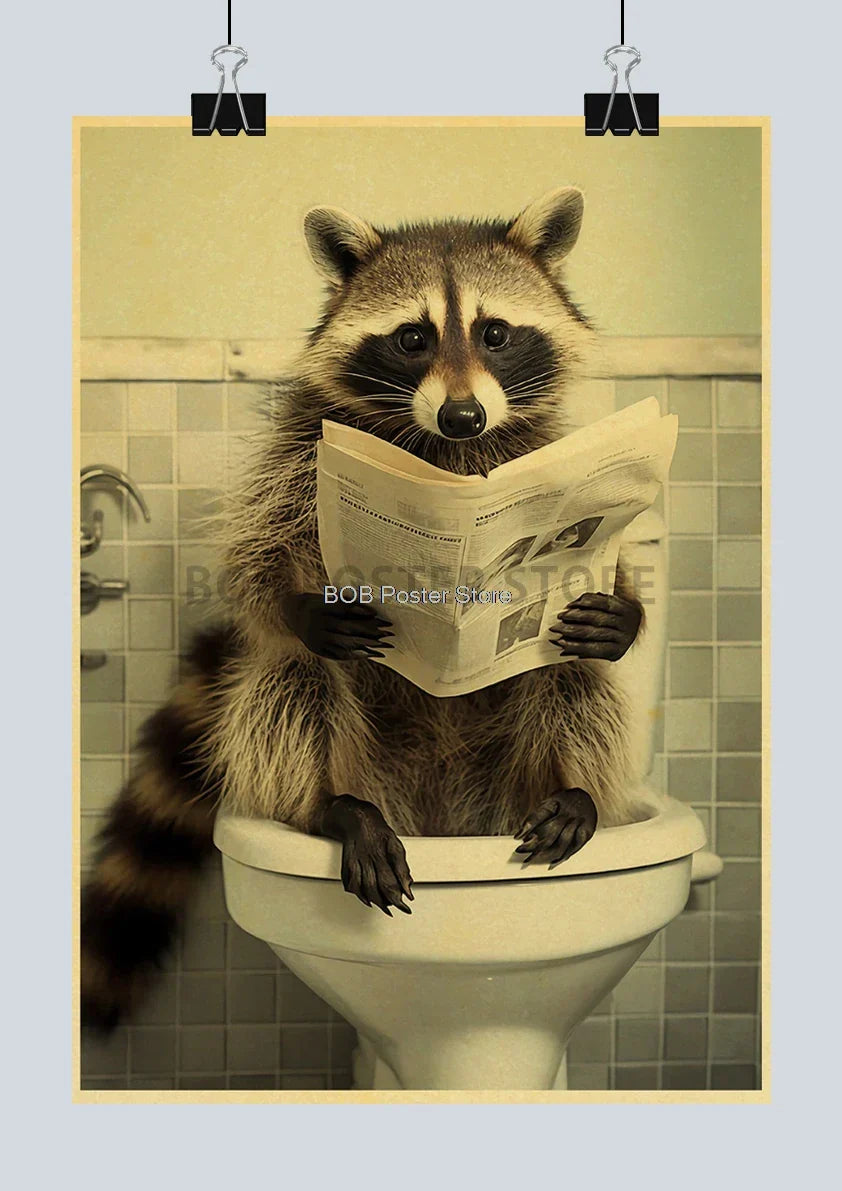 Funny Animal Bathroom Poster for DIY Home Decor - Z162 28 / 30X21CM - Posters