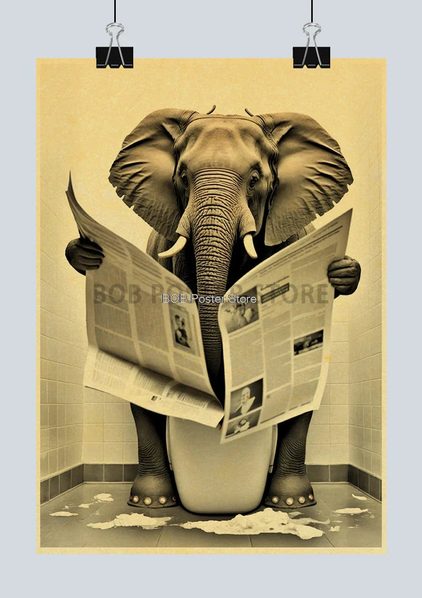 Funny Animal Bathroom Poster for DIY Home Decor - Z162 23 / 42X30CM - Posters
