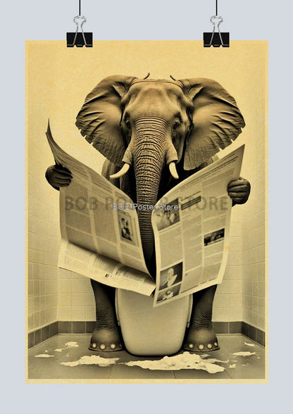 Funny Animal Bathroom Poster for DIY Home Decor - Z162 23 / 42X30CM - Posters