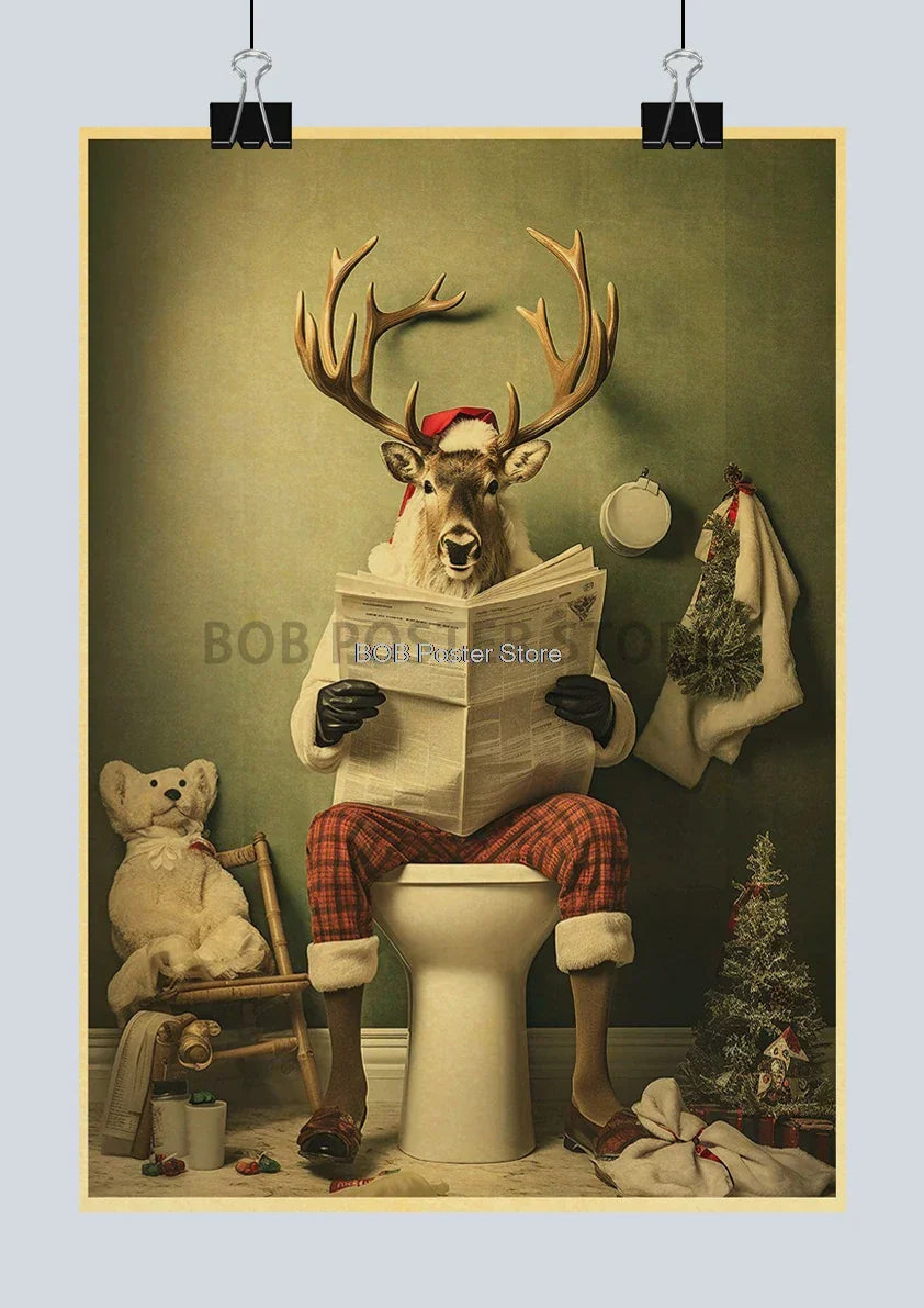 Funny Animal Bathroom Poster for DIY Home Decor - Z162 17 / 42X30CM - Posters