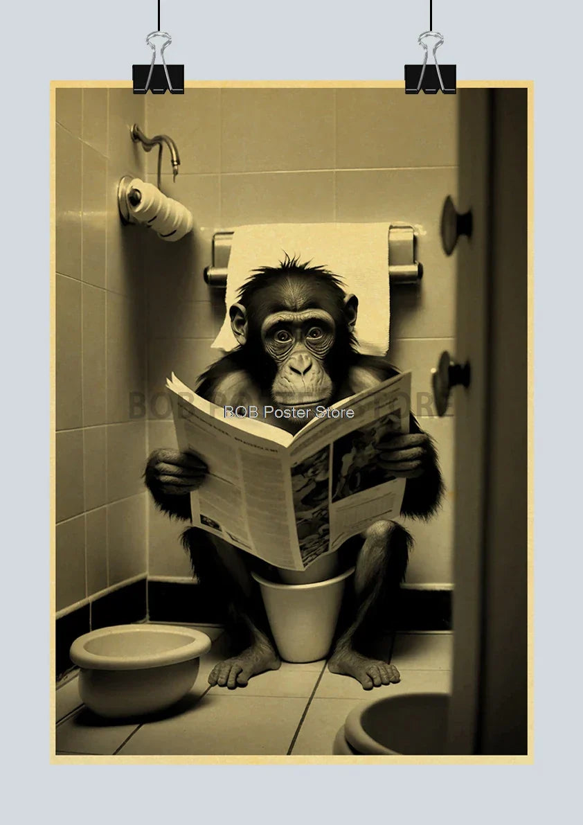 Funny Animal Bathroom Poster for DIY Home Decor - Z162 16 / 30X21CM - Posters