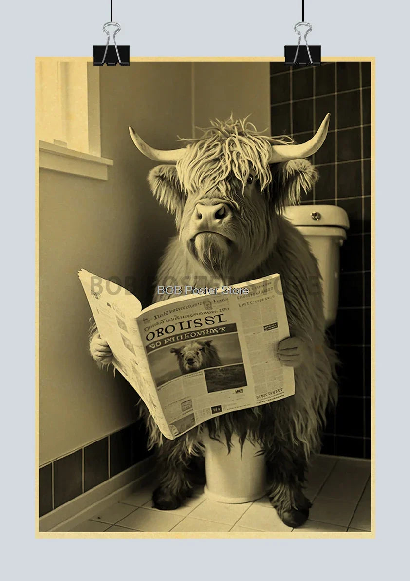 Funny Animal Bathroom Poster for DIY Home Decor - Z162 19 / 30X21CM - Posters