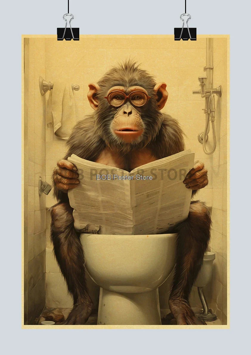 Funny Animal Bathroom Poster for DIY Home Decor - Z162 10 / 30X21CM - Posters