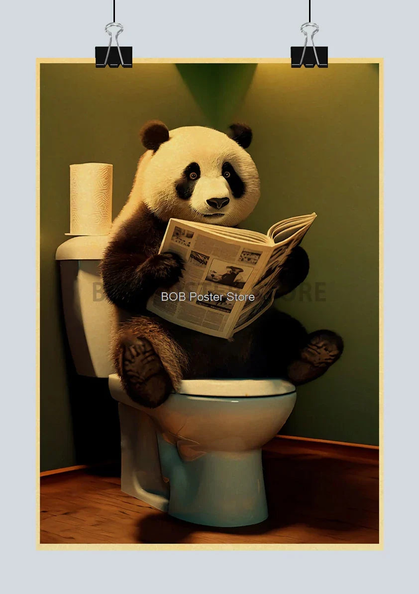 Funny Animal Bathroom Poster for DIY Home Decor - Z162 2 / 42X30CM - Posters