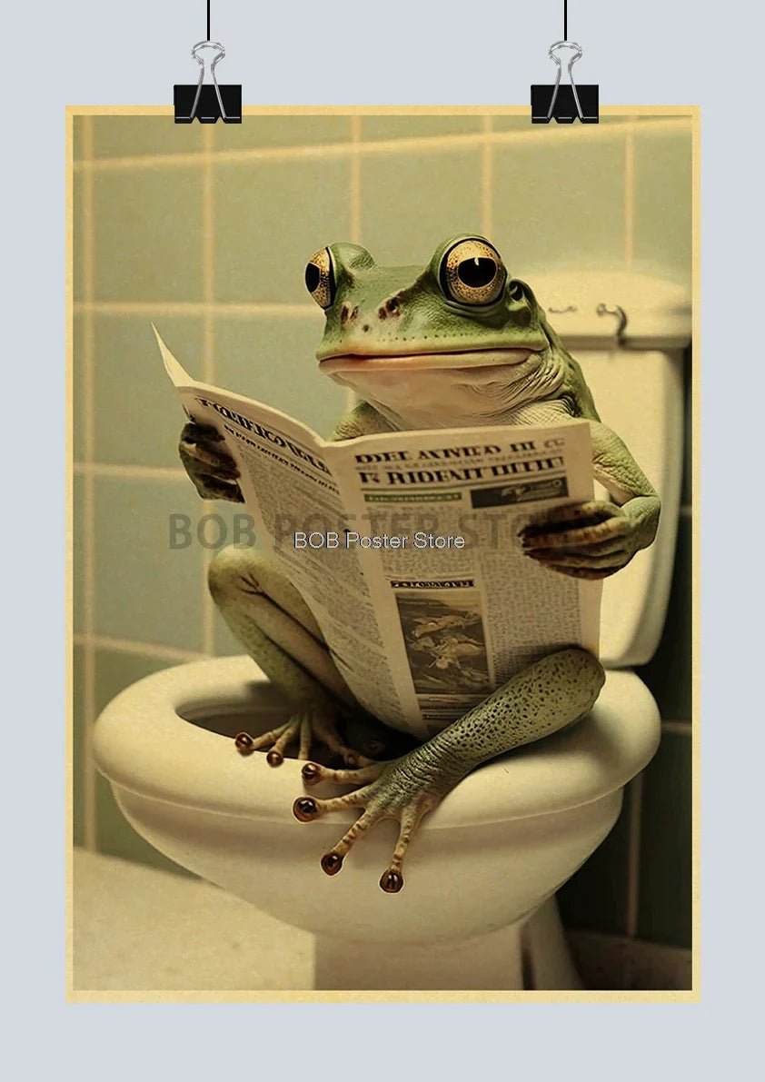 Funny Animal Bathroom Poster for DIY Home Decor - Z162 20 / 42X30CM - Posters