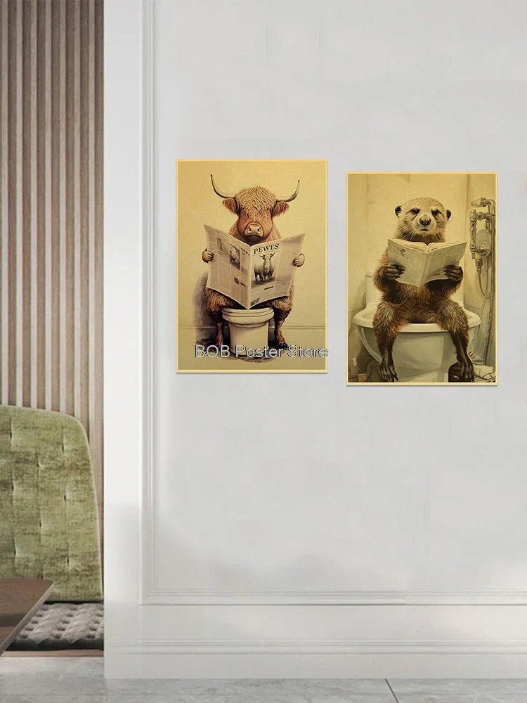 Funny Animal Bathroom Poster for DIY Home Decor - Z162 6 / 30X21CM - Posters