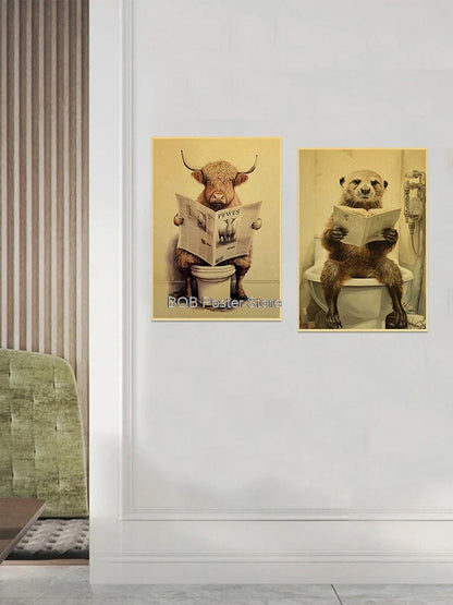 Funny Animal Bathroom Poster for DIY Home Decor - Z162 6 / 30X21CM - Posters