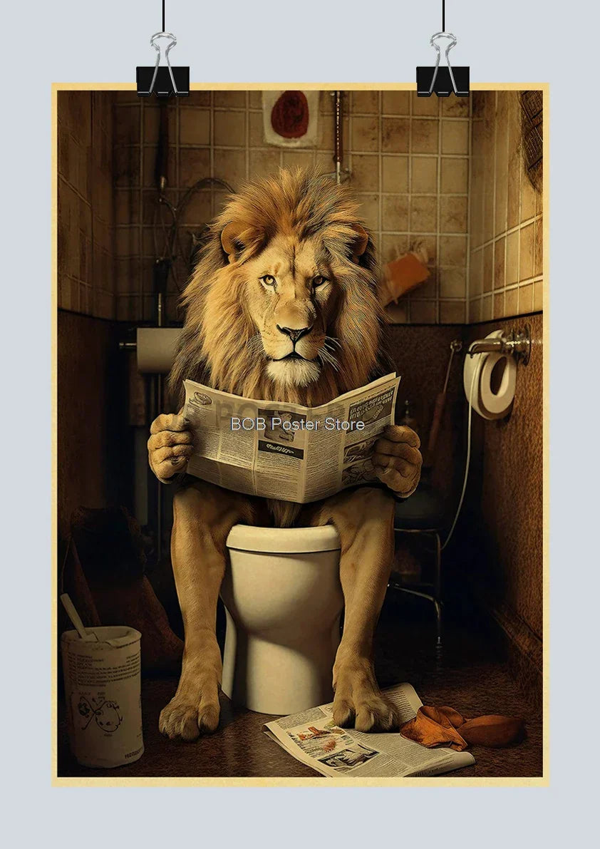 Funny Animal Bathroom Poster for DIY Home Decor - Z162 21 / 30X21CM - Posters