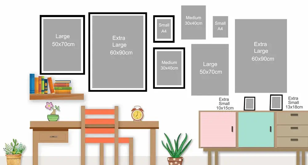 A collection of black framed funny animal bathroom posters in various sizes for wall art by decorbites