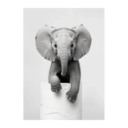 Funny Animals Canvas Wall Art for Bathroom Home - Style 6 / 55X80cm Unframed - Posters