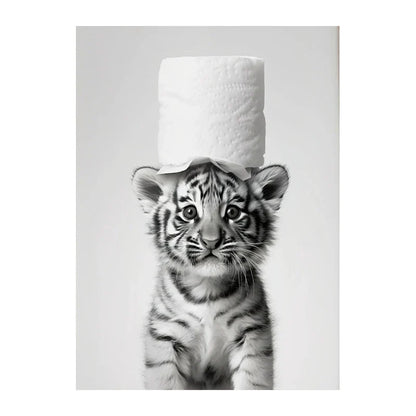 Funny Animals Canvas Wall Art for Bathroom Home - Style 2 / 55X80cm Unframed - Posters