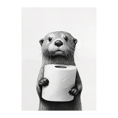 Funny Animals Canvas Wall Art for Bathroom Home - Style 1 / 30X45cm Unframed - Posters