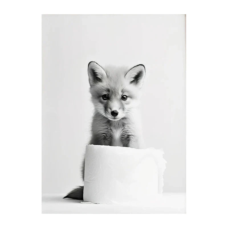 Funny Animals Canvas Wall Art for Bathroom Home - Style 5 / 30X45cm Unframed - Posters