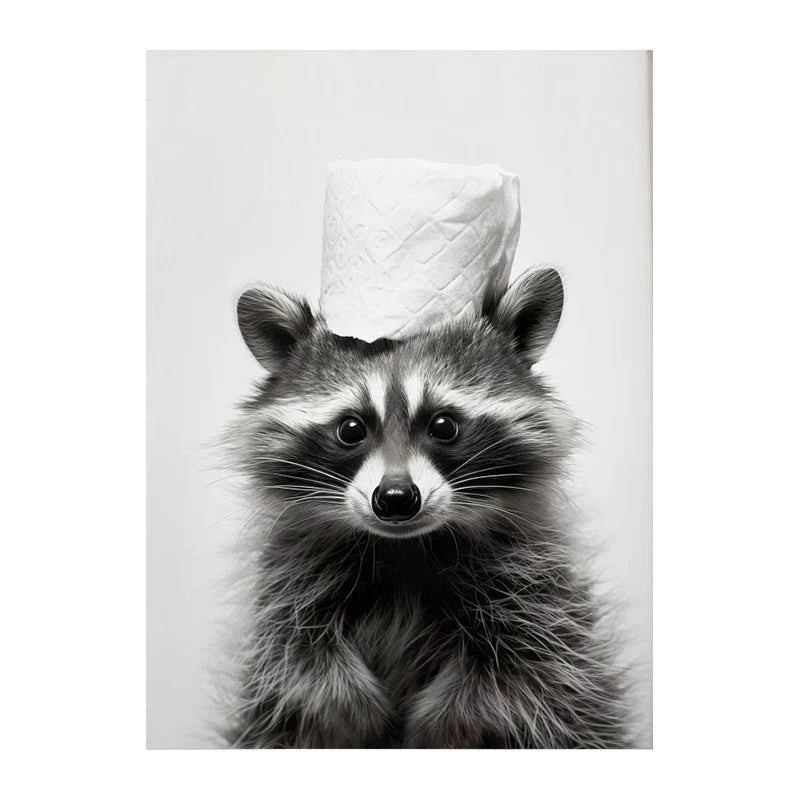 Funny Animals Canvas Wall Art for Bathroom Home - Style 7 / 30X45cm Unframed - Posters