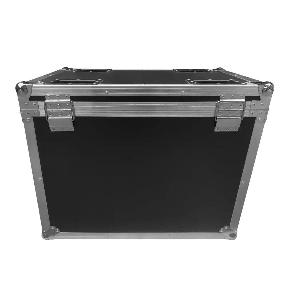 Black Decorbites g-tour style case with silver aluminum frame and reinforced corners for stage light storage