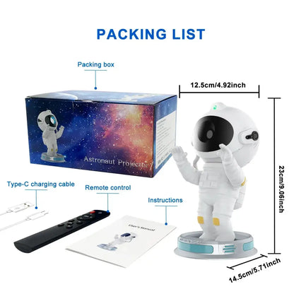 White astronaut figurine with black visor and yellow accents on circular base for decorbites galaxy astronaut starry night light