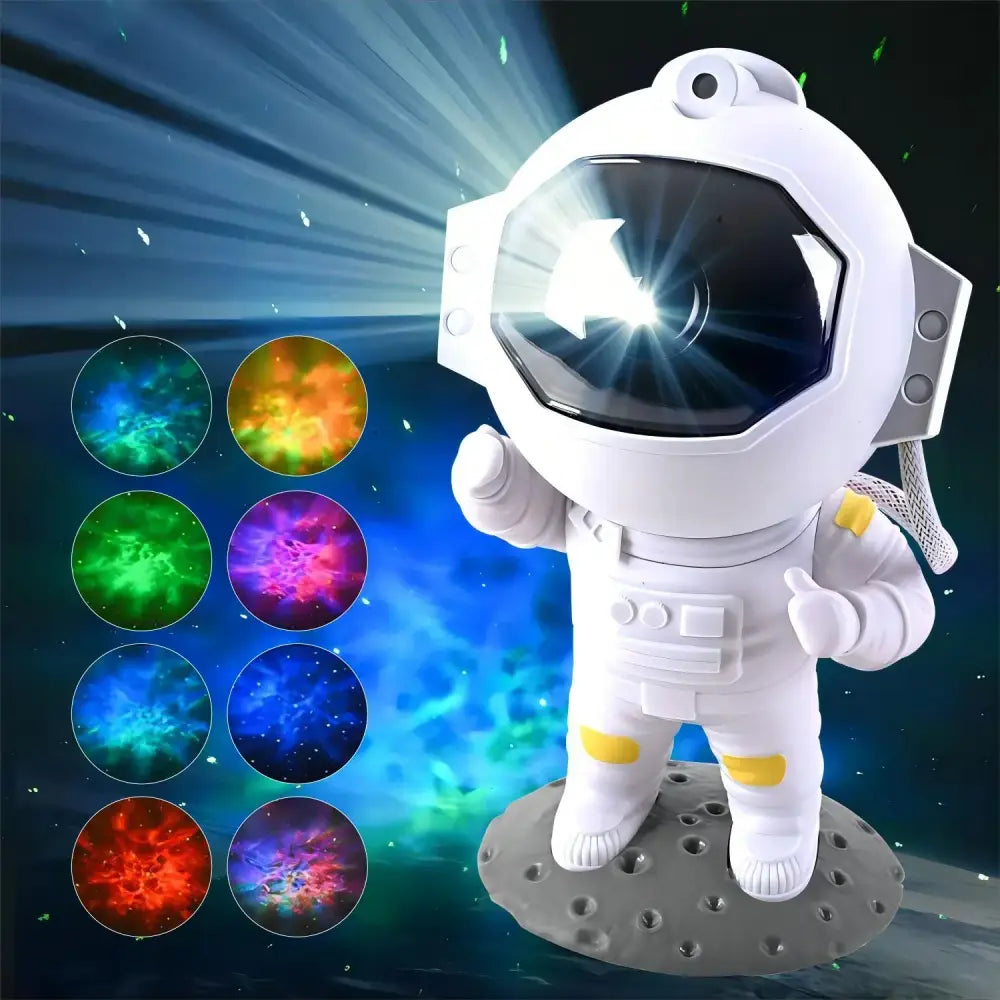 White Decorbites galaxy astronaut night light with glowing helmet and colorful galaxy astronaut starry projection effects