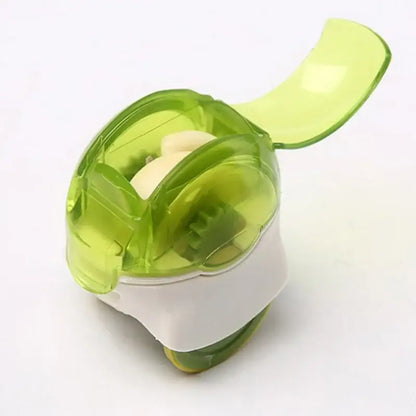 Decorbites garlic chopper lime green and white plastic kitchen mincer tool with hinged lid for easy peeling