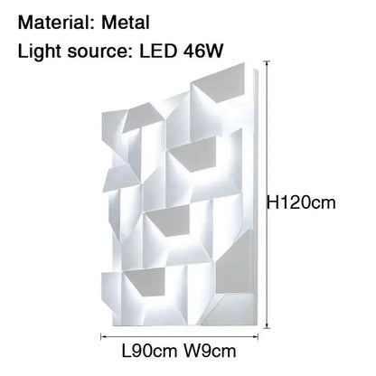 A modern white geometric art indoor wall lamp by Decorbites with a 46w led metal wall lamp for bedroom or living room