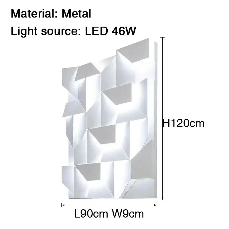 A modern white geometric art indoor wall lamp by Decorbites with a 46w led metal wall lamp for bedroom or living room