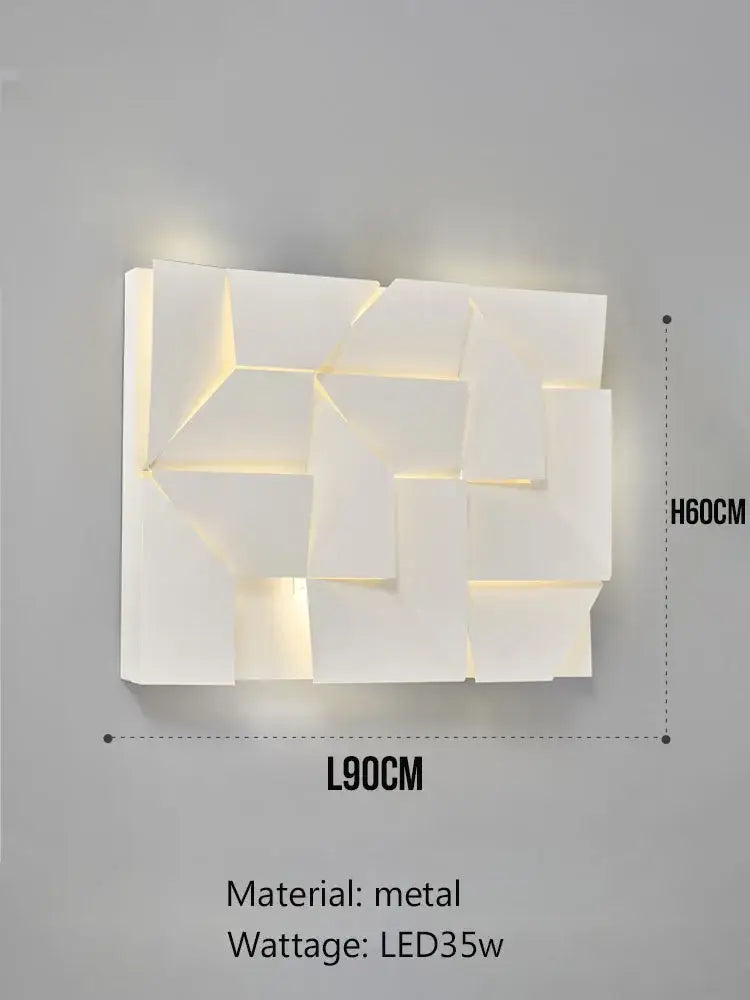 Modern white metal wall lamp with layered angular design decorbites geometric art indoor for bedroom living room