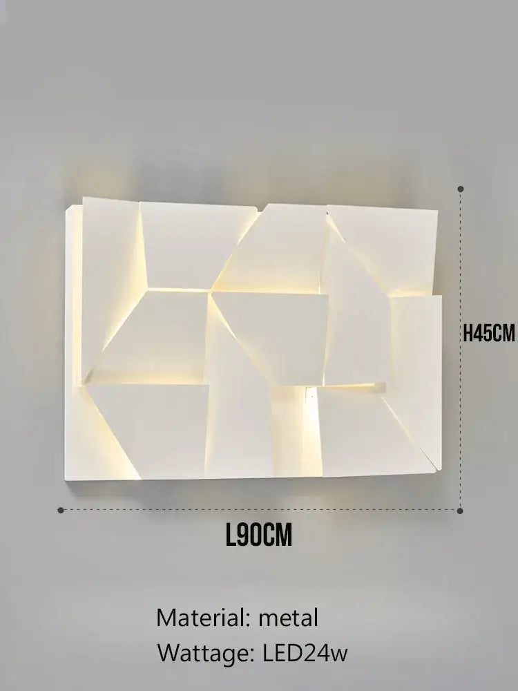 Decorbites geometric art white wall lamp with modern metallic finish and led lighting for bedroom and living room