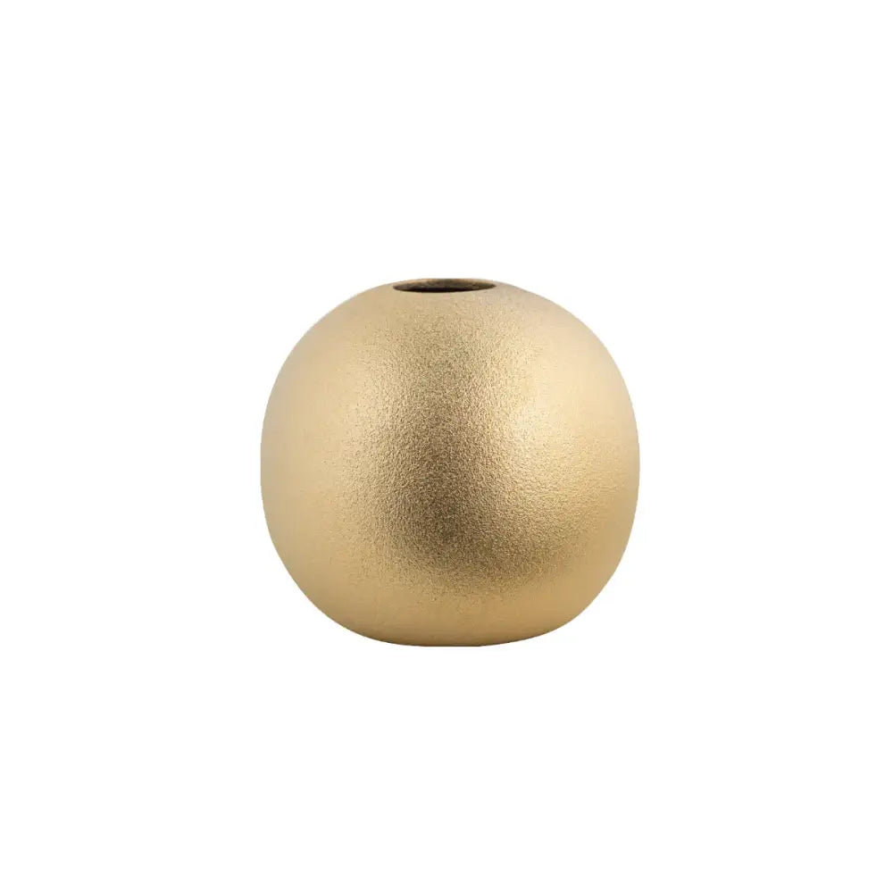 A decorbites geometric gold matte ceramic spherical vase with subtle texture and small top opening for living room decor