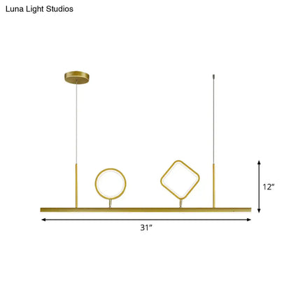 Modern gold-toned geometric pendant light fixture with warm white led for 110v-120v and 220v-240v ceiling use