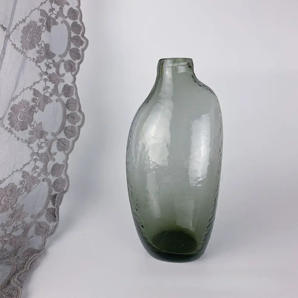 Decorbites™ geometric zen glass vase in translucent gray with subtle texture for single flower arrangement