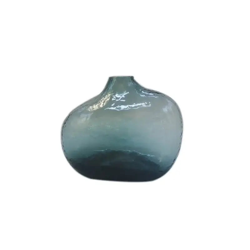DecorBites™ geometric zen glass vase in smooth translucent teal for single flower arrangement use