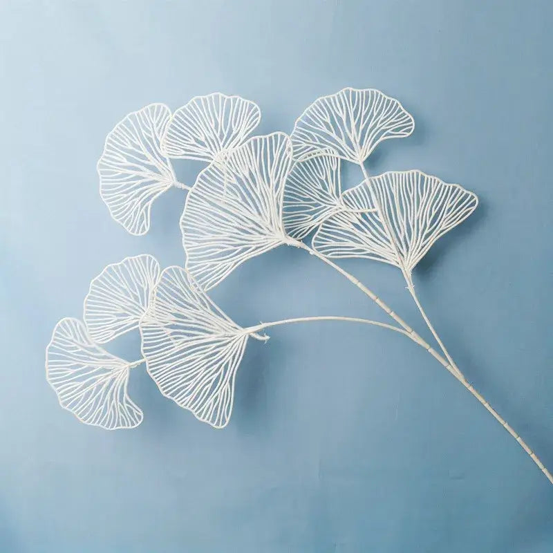 White lace ginkgo leaf branch artificial flowers by decorbites for elegant home decor use