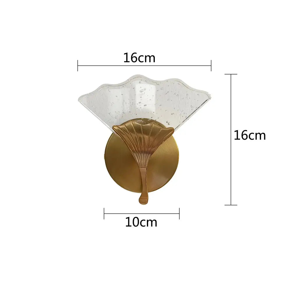 Gold-finished decorbites ginkgo leaf wall lights with fan-shaped frosted textured glass shade for home lighting decor