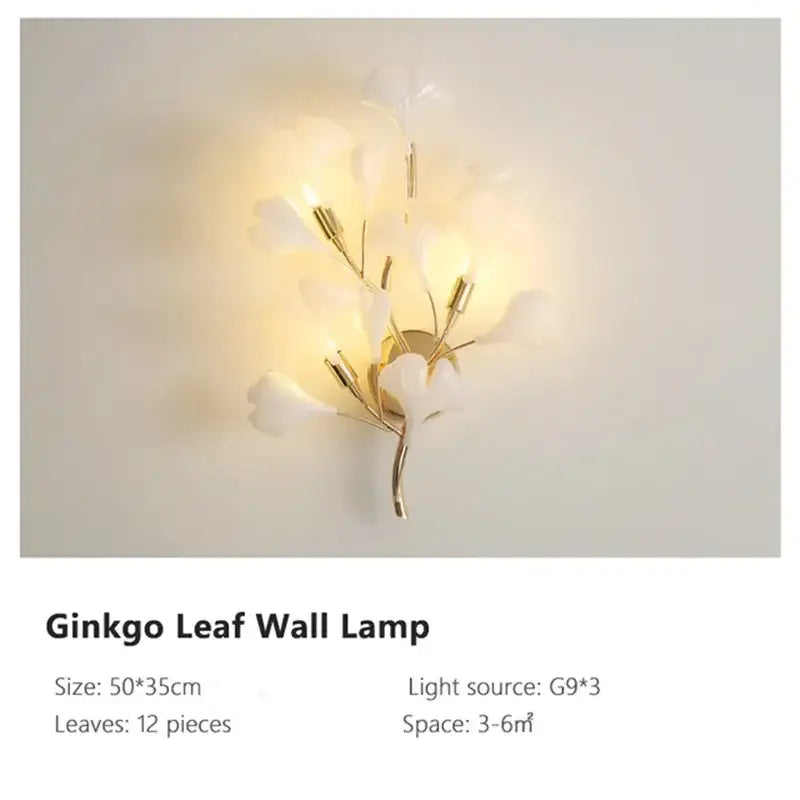 Elegant white ginkgo leaf pendant chandelier with gold metal branches by DecorBites for modern Nordic decor