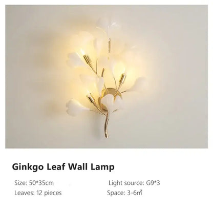 Elegant white ginkgo leaf pendant chandelier with gold metal branches by DecorBites for modern Nordic decor