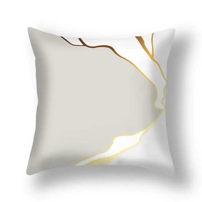 Decorbites ginkgo leaves print sofa pillowcase 45x45cm with minimalist gold and brown leaves print on beige background