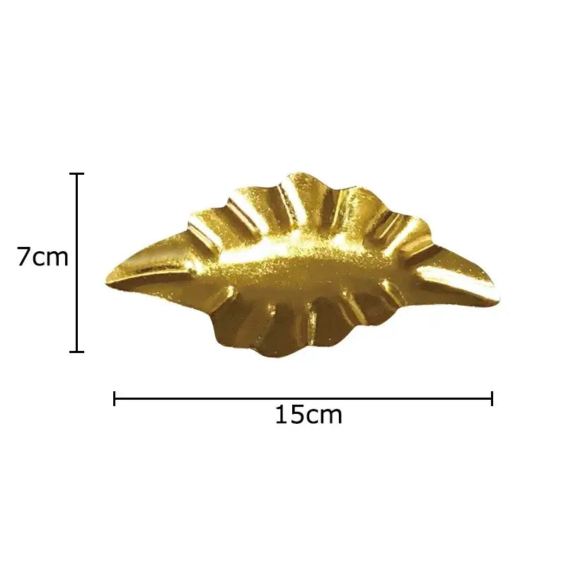 Golden metallic finish decorbites ginkgo leaves wall decor in a leaf-shaped scalloped tray for living room ornaments