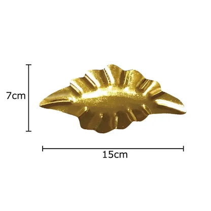 Golden metallic ginkgo leaf shaped decorative tray with scalloped edges for wall hanging ornaments decor