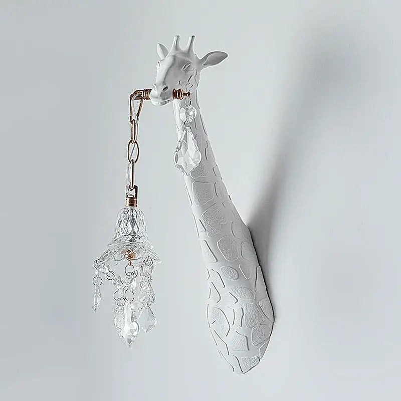 White giraffe resin wall lamp sconce light with crystal chandelier pendant for bedside and living room decorbites giraffe resin