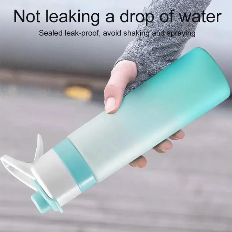 DecorBites girls translucent teal and white spray water bottle with flip-top spout for outdoor sports fitness and travel