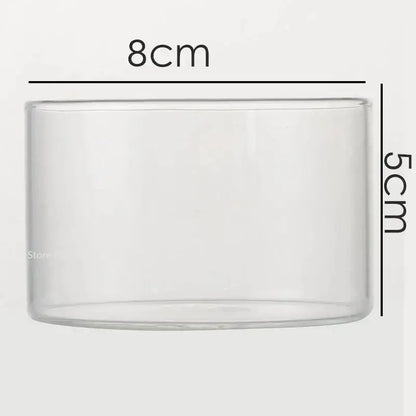 Clear glass cylindrical decorbites glass afternoon tea dessert bowl 8cm wide 5cm tall for one person