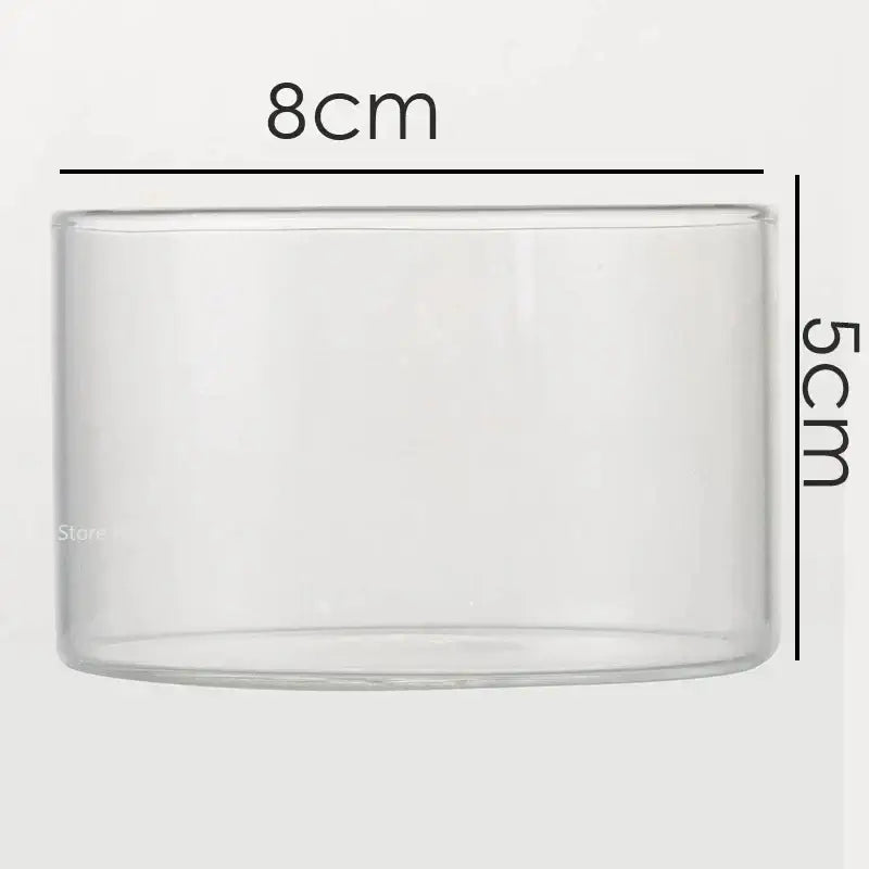 Clear glass cylindrical decorbites glass afternoon tea dessert bowl 8cm wide 5cm tall for one person