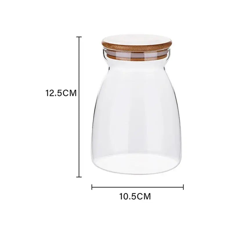 Clear glass decorbites glass airtight canister with bamboo wood lid for kitchen food storage solution
