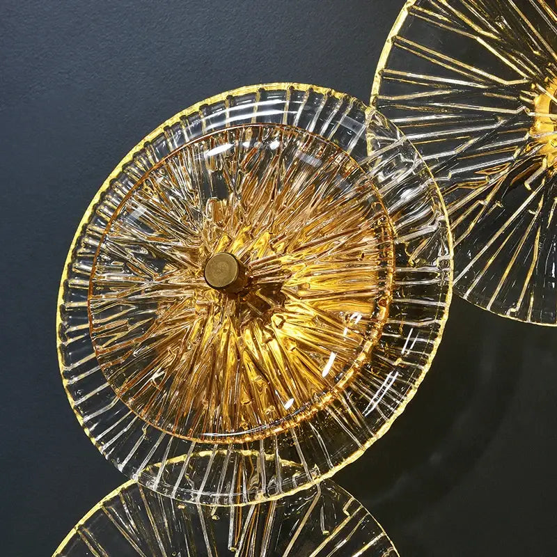 DecorBites glass aisle wall light with golden ribbed glass and metallic gold trim modern luxury wall lamp