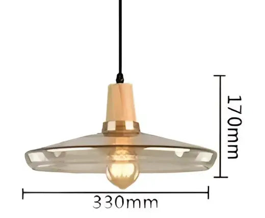 Decorbites glass and wood pendant light with brass finish clear glass shade and exposed edison bulb for modern decor