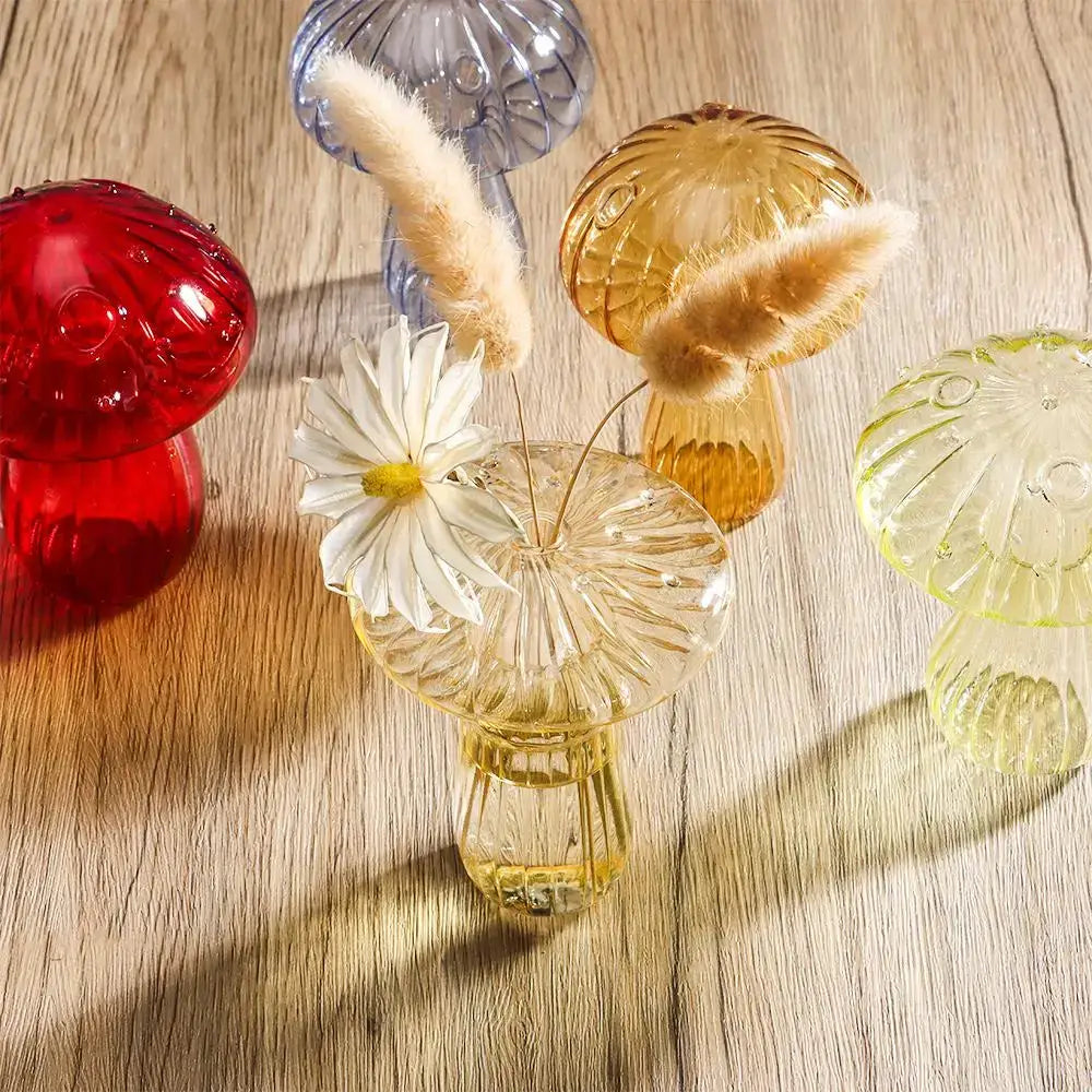 DecorBites™ glass aromatherapy vase in golden-yellow ribbed textured glass for elegant home decor