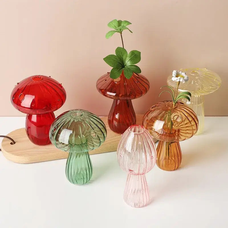 Decorbites™ colorful ribbed glass aromatherapy vases in red green pink and amber for elegant home decor display