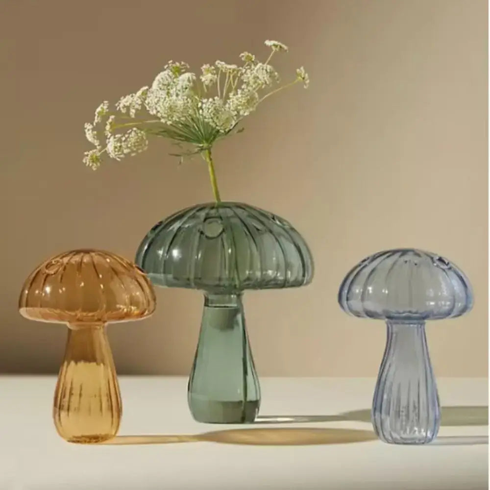 Decorbites™ glass aromatherapy vase set with ribbed textures in amber teal and light blue for elegant home decor