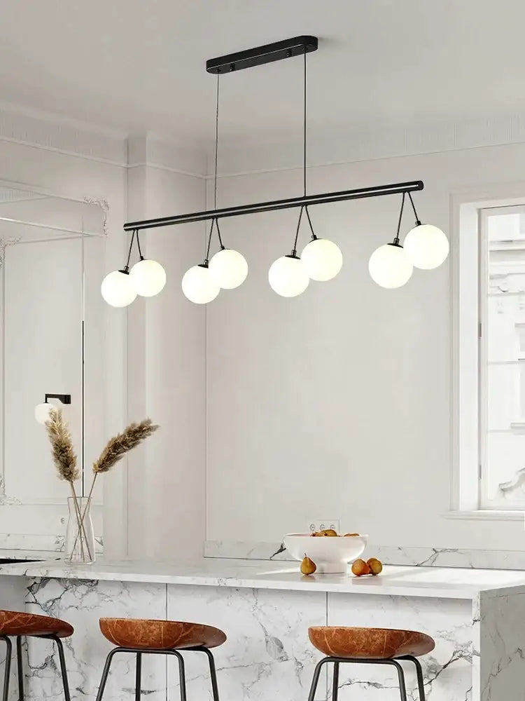 Black modern decorbites glass art chandelier with five white glass bulbs for living room or bedroom lighting