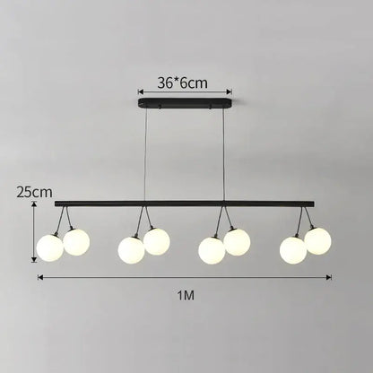 Black modern DecorBites glass art chandelier with six white glass bulbs for living room bedroom and dining room use
