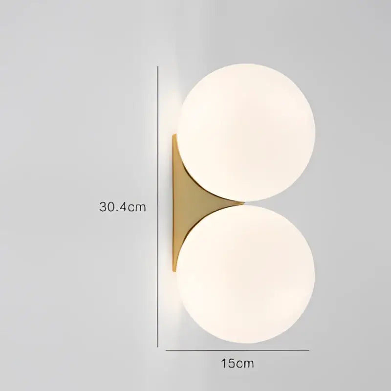 Gold-toned wall lamp decorbites glass ball with two frosted glass spheres for bedroom aisle LED bedside light